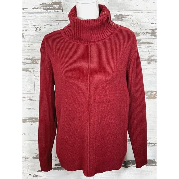 CABI Pushover Pullover Turtleneck Sweater in Firebrick Red Sz M #4287 EUC - Picture 3 of 5